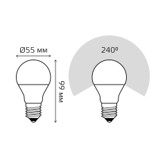 102502107 Лампа Gauss LED A60 E27 7W 2700K 1/40, шт