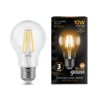 102802110 Лампа Gauss LED Filament A60 E27 10W 2700K 1/20/40, шт