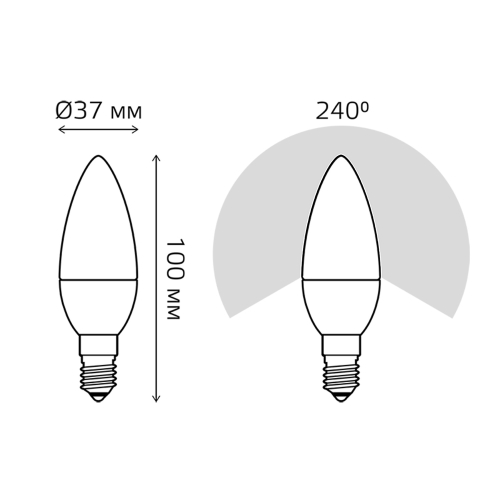 103101207-D Лампа Gauss LED Свеча-dim E14 7W 590lm 4100К диммируемая 1/10/100
