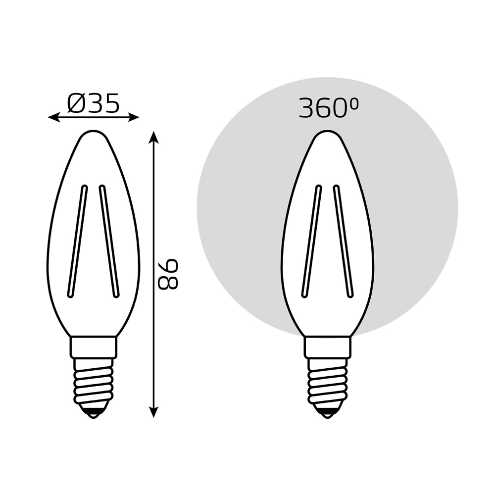 103801207 Лампа Gauss LED Filament Candle E14 7W 4100К 1/10/50, шт