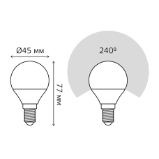 105101107 Лампа Gauss LED Globe E14 6.5W 100-240V 2700K 1/10/50