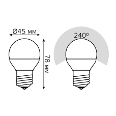 105102107 Лампа Gauss LED Globe E27 6.5W 100-240V 2700K 1/10/50