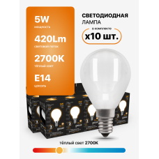 105201105 Лампа Gauss LED Filament Globe OPAL E14 5W 2700К 1/10/50, шт