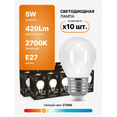 105202105 Лампа Gauss LED Filament Globe OPAL E27 5W 2700К 1/10/50, шт