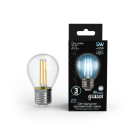 105802205 Лампа Gauss LED Filament Globe E27 5W 4100K 1/10/50, шт