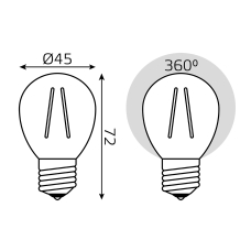 105802207 Лампа Gauss LED Filament Globe E27 7W 4100К 1/10/50, шт