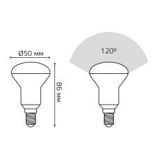 106001106 Лампа Gauss LED Reflector R50 E14 6W 2700K 1/10/50