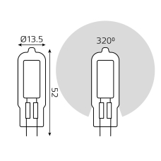 107807203 Лампа Gauss LED G4 AC220-240V 3.5W 260lm 4100K Glass 1/10/200