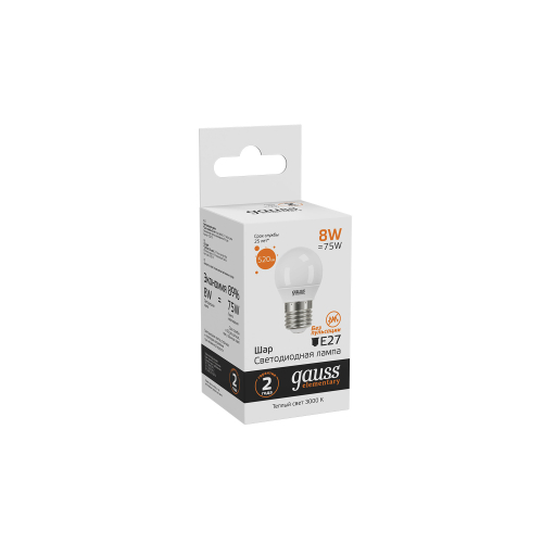 53218 Лампа Gauss LED Elementary Globe 8W E27 2700K 1/10/100